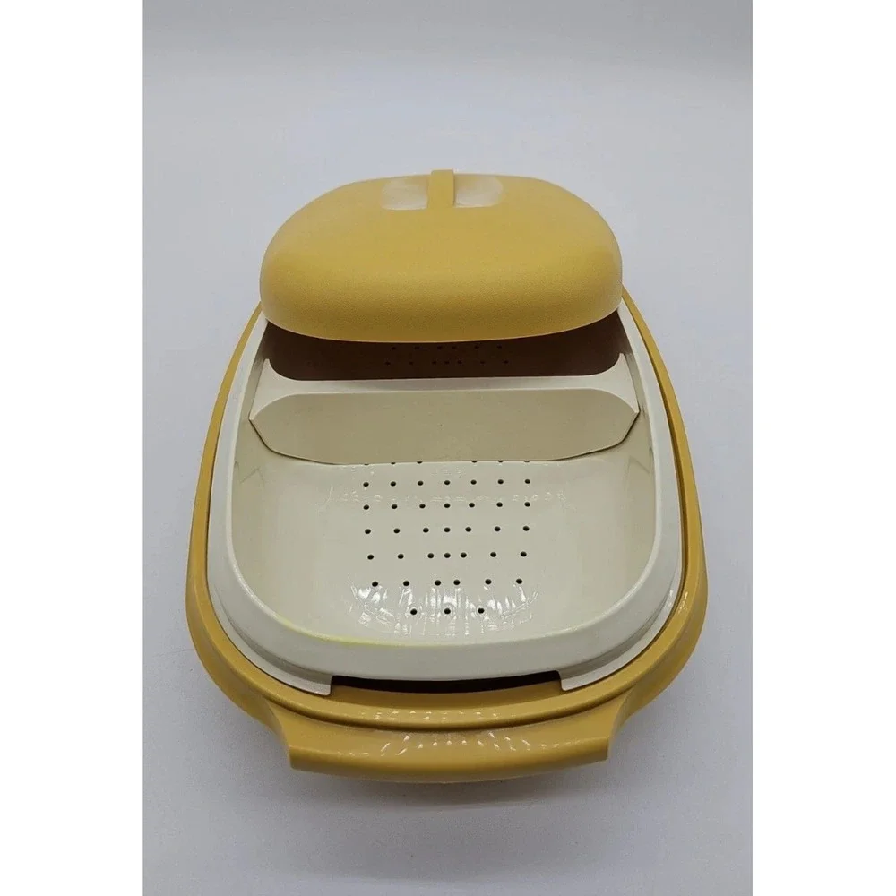 Vintage Tupperware Vegetable Steamer 4 Piece Harvest Gold‎ 1273-4 1274-2 Retro
